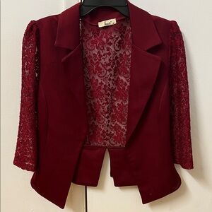 Women's Red Lace Sleeve Blazer
